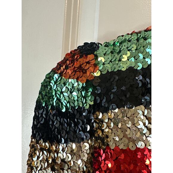 Alice + Olivia Sequin Stripe Sherryl Cropped Cardigan Size M Open Front Sparkle - Picture 10 of 12